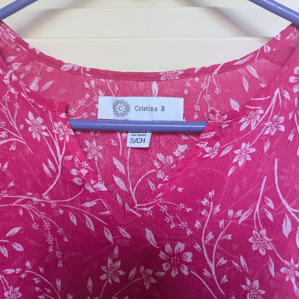 Cristina B Floral Sleeveless Blouse Size S - Picture 4 of 10
